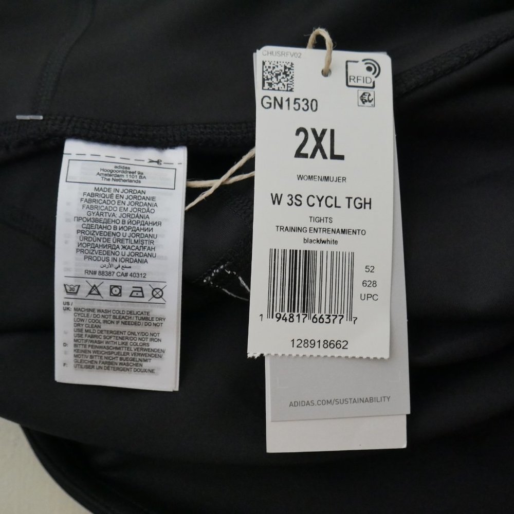 Adidas Bike Shorts Women's Size 2XL Black 3 Stripe Cycling Fitness Gym Workout - Picture 7 of 8